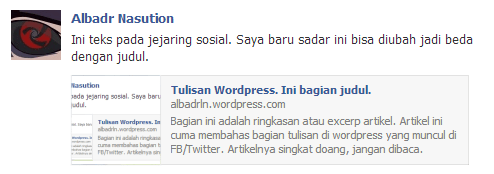 Hasil Publicize WordPress di Facebook