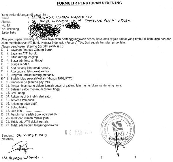 Penutupan Rekening