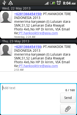 Iklan Lowongan Kerja via SMS