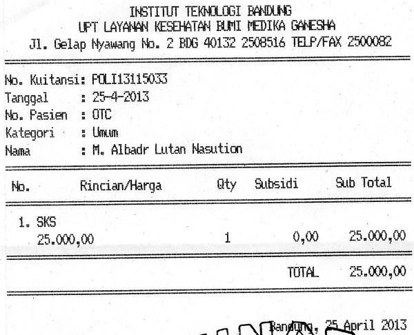 Invoice Surat Keterangan Sehat Bu Mega