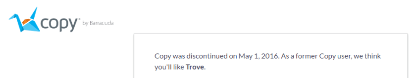 Copy is discontinued